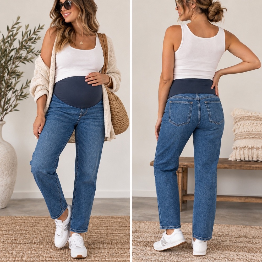 Madewell Maternity Perfect Vintage Blue Jeans Size 28 Over Belly Straight Leg